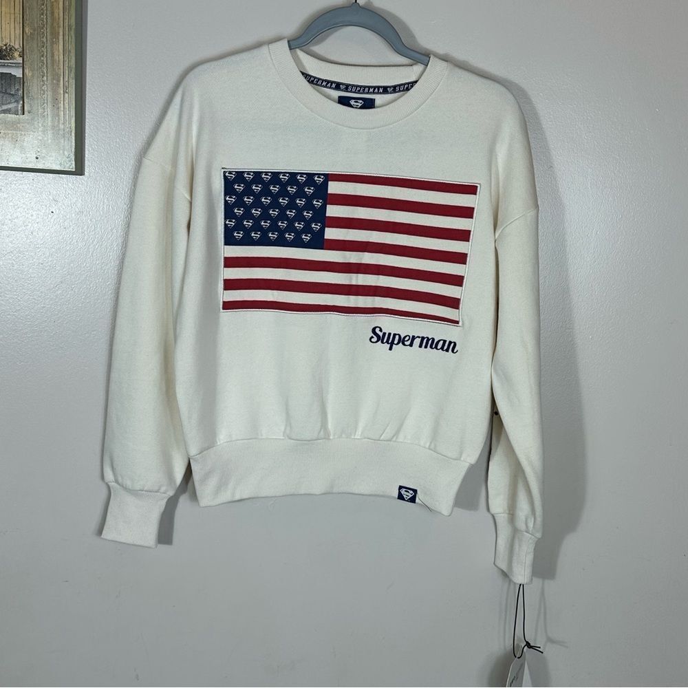 DC Comics White Superman Flag Sweater - Picture 2 of 9